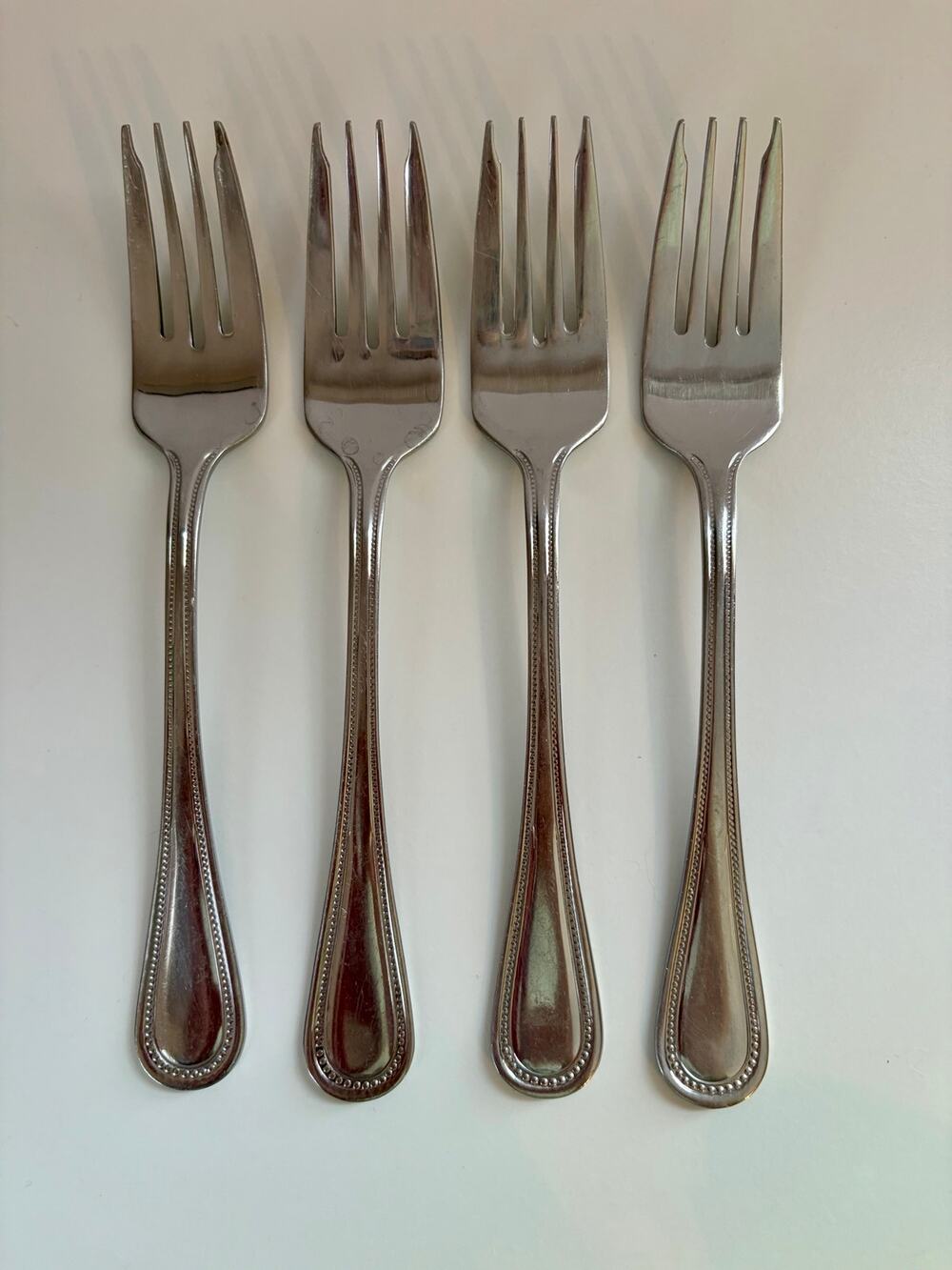 Towle TWS521 Salad Forks Set of 4 18/10 Stainless Steel Beaded China 7 1/2”